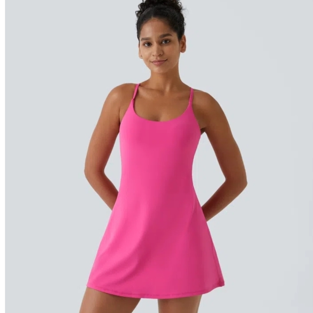 HALARA Hot Pink Strappy A-Line Mini Dress